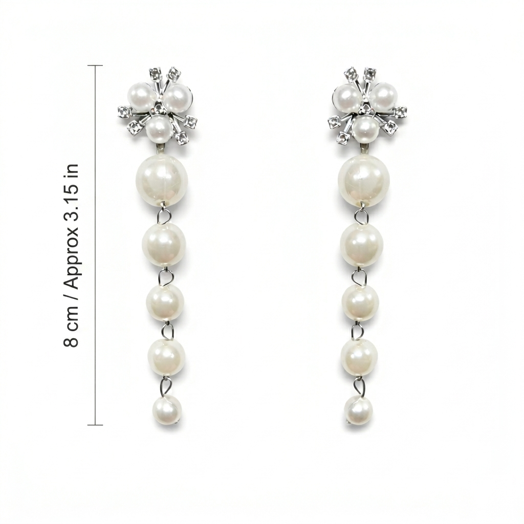 Elegant Pearl Drop Earrings with Crystal Starburst Studs